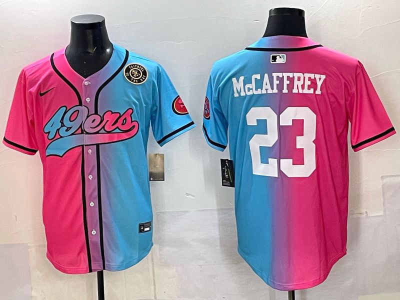 Men 2025 San Francisco 49ers #23 Mccaffrey Blue pink Nike Limited NFL Jersey style 09->san francisco 49ers->NFL Jersey